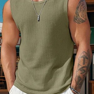 Men s Ribbed Knit Tank Tops in Solid Colors for Casual Wear Sleeveless T-Shirt for Workout and Bodybuilding Streetwear Style